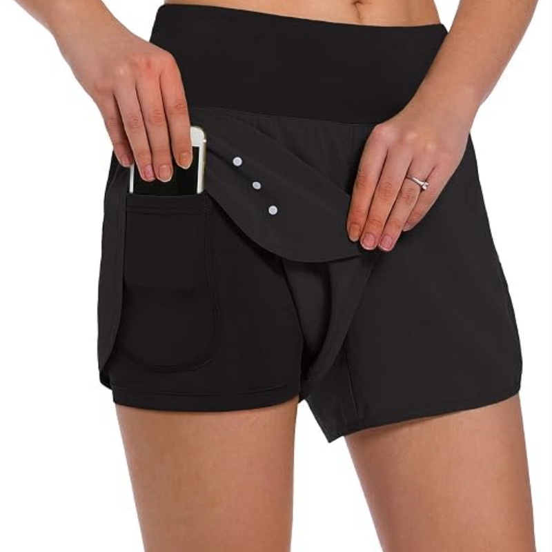 Women's 2 in 1 Running Shorts with Liner Phone Pockets