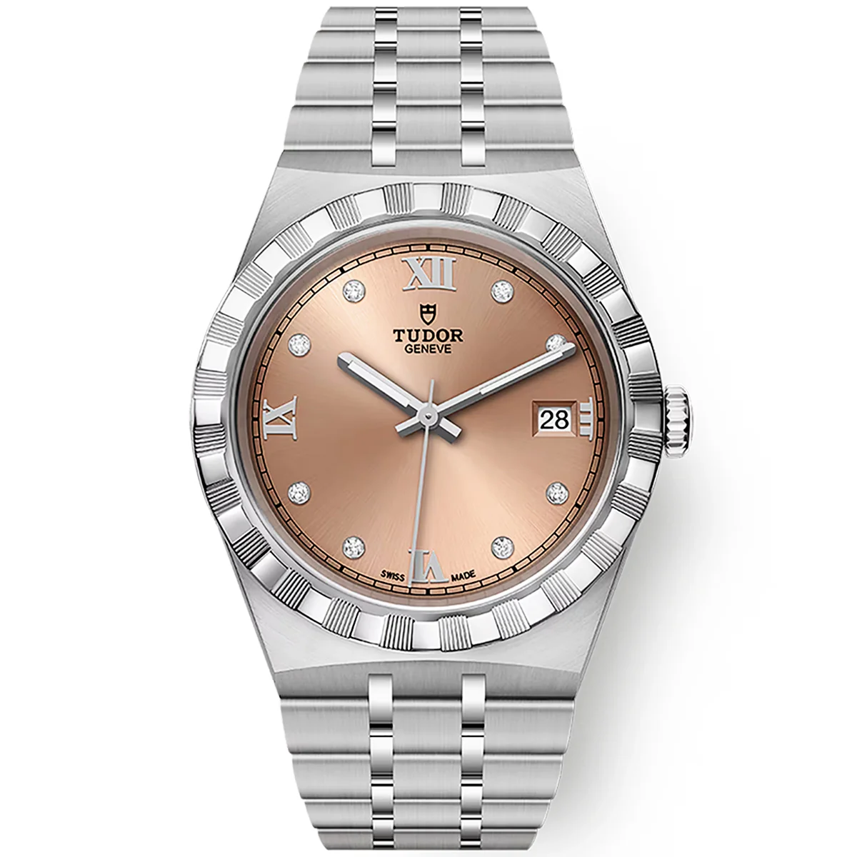 【7A Quality】TUDOR Royal 38mm Salmon Roman Diamond Dial Automatic Bracelet Watch M28500-0009