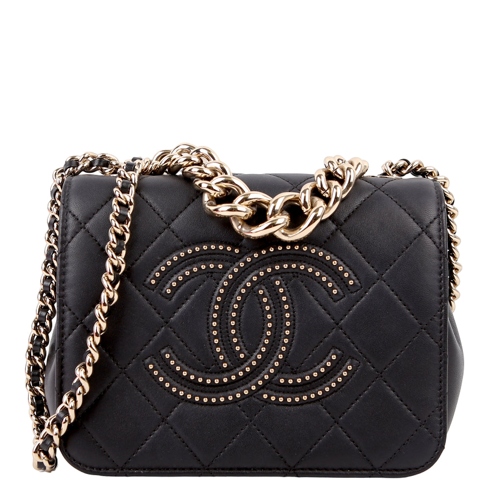 CHANEL Beauty Begins Flap Studded Lambskin 29M Black