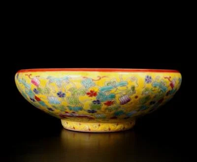 Qianlong Signed Old Chinese Colour Enamel Brush Washer W/flower N1499