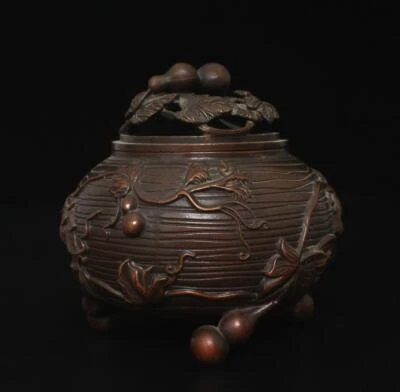 Old Chinese Bronze Incense Burner w/gourd