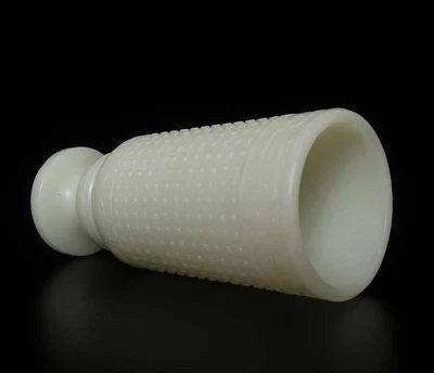 16CM Old Chinese White Jade High Cup w/ pattern