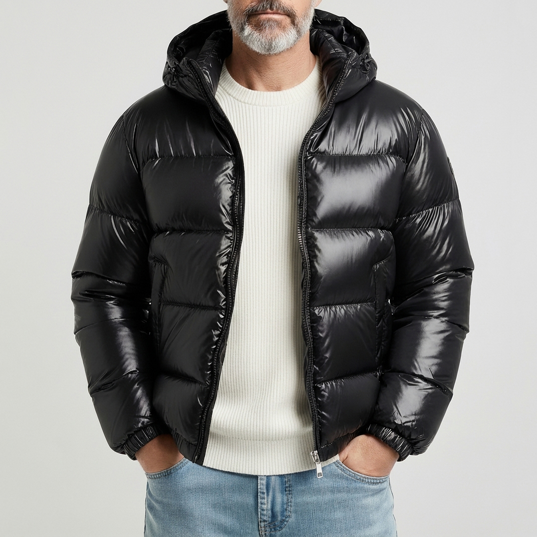 Men's Outdoor Solid Long Sleeve Zippe Hooded Pocket Puffer Jackets