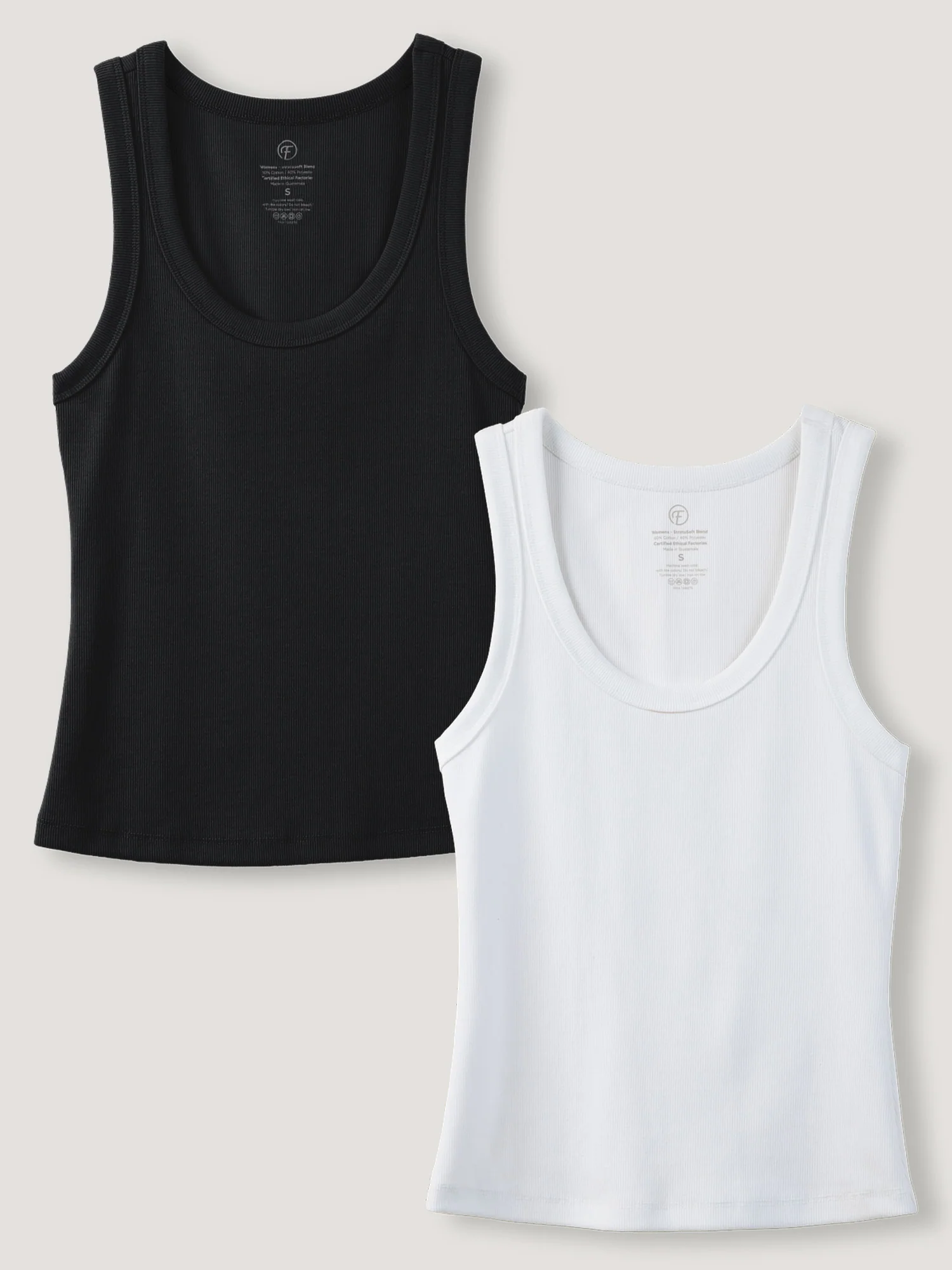 Black & White Ribbed Tank 2-Pack