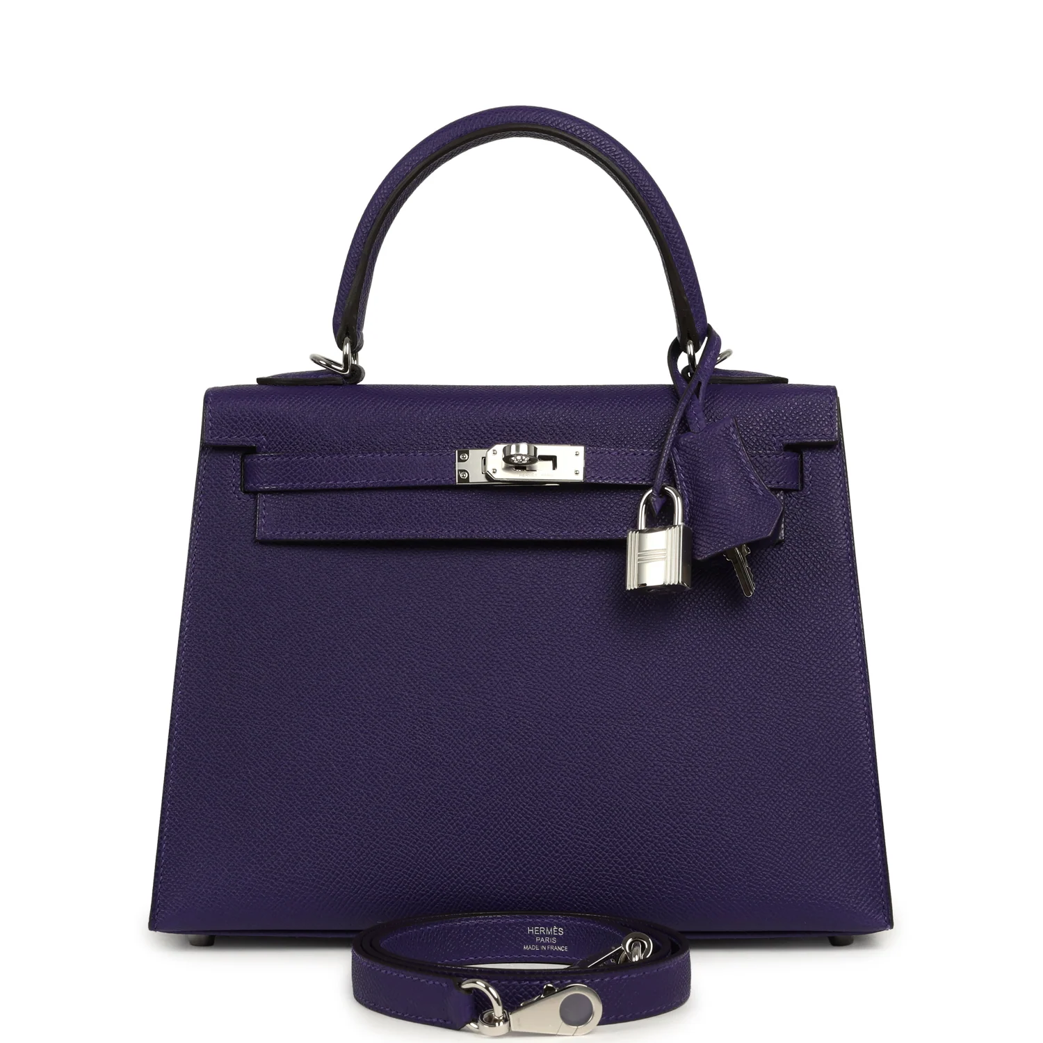 HERMÈS Kelly Sellier 25 Purple Epsom Palladium Hardware