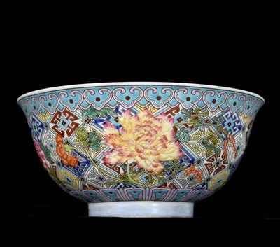 Kangxi Signed Old Chinese Colour Enamel Bowl W/flower N3502
