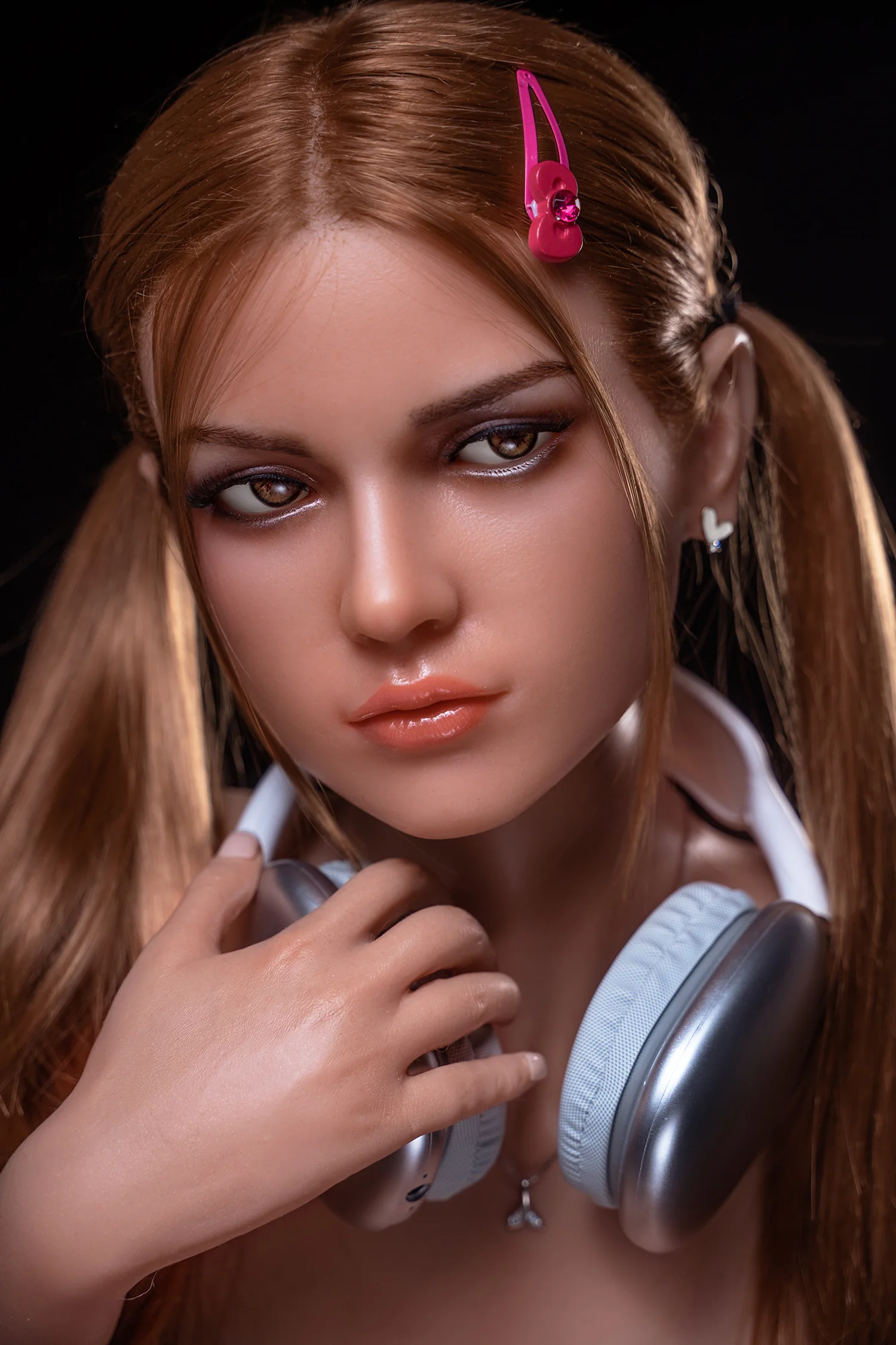 US Stock - Soft Silicone #M6 Gina Natural Skin Tone Head With Oral Auto-Sucking & Oral Heating Realistic ROS Sex Doll Head Only