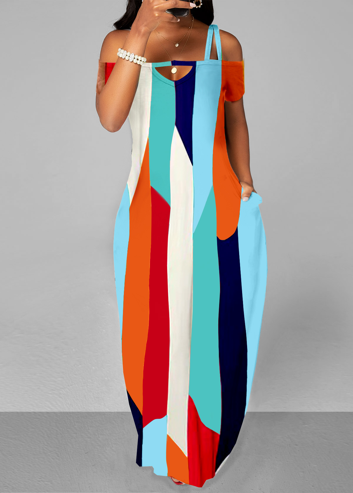 Pocket Leopard Sleeveless Maxi Dress
