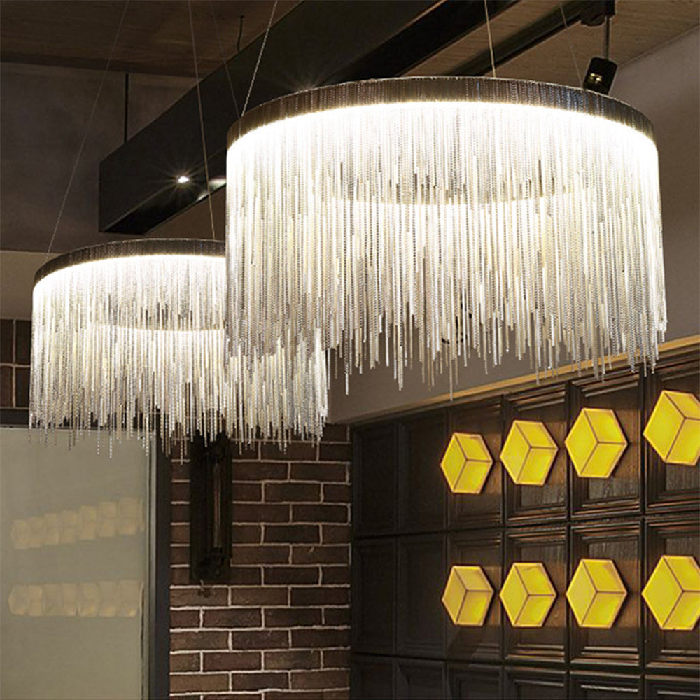 Round Chain Tassel Chandelier for Dining Room