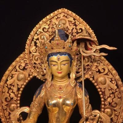 34CM Old Chinese Bronze Statue Buddha N1658