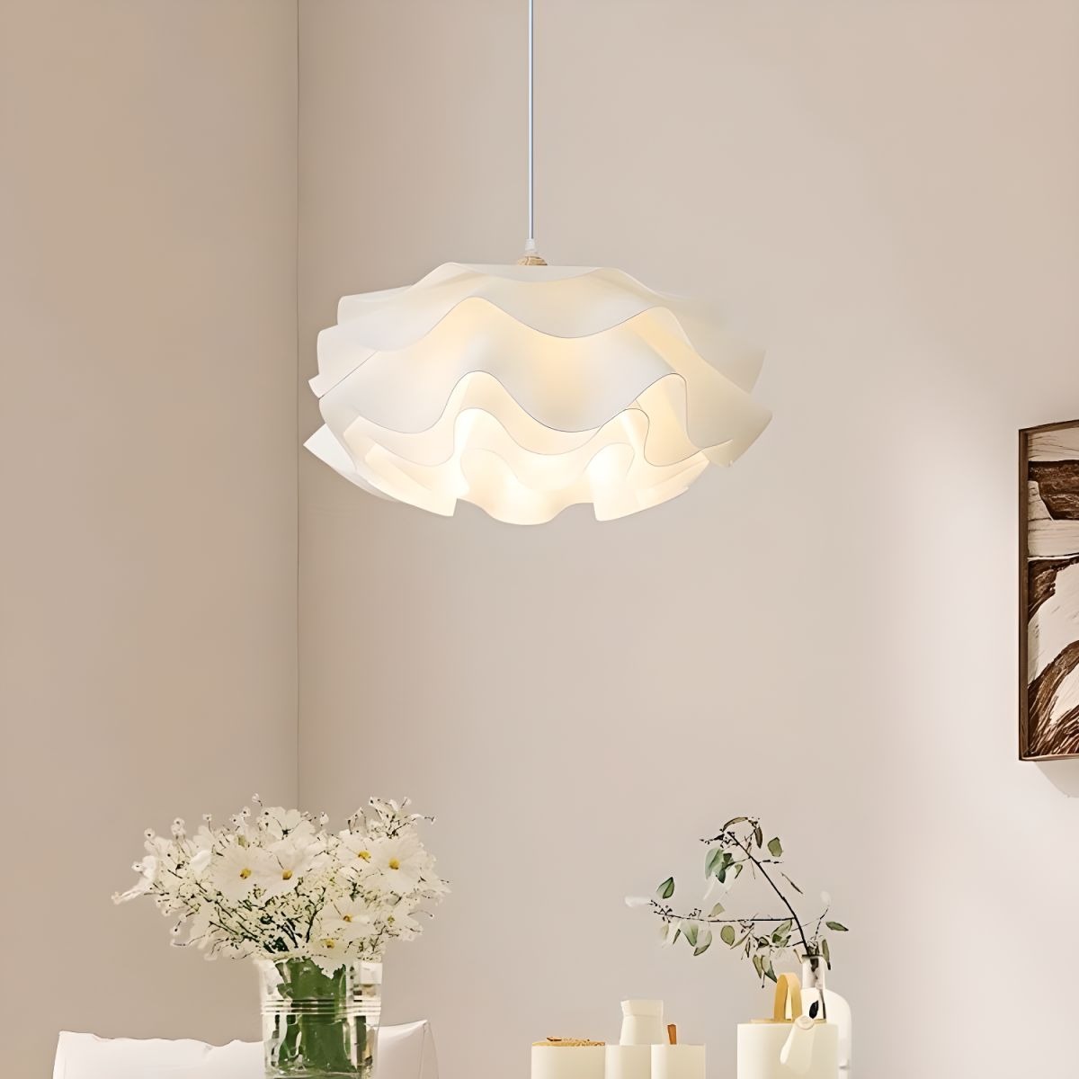 Flower Multi Layers Large Dining Room White Pendant Light