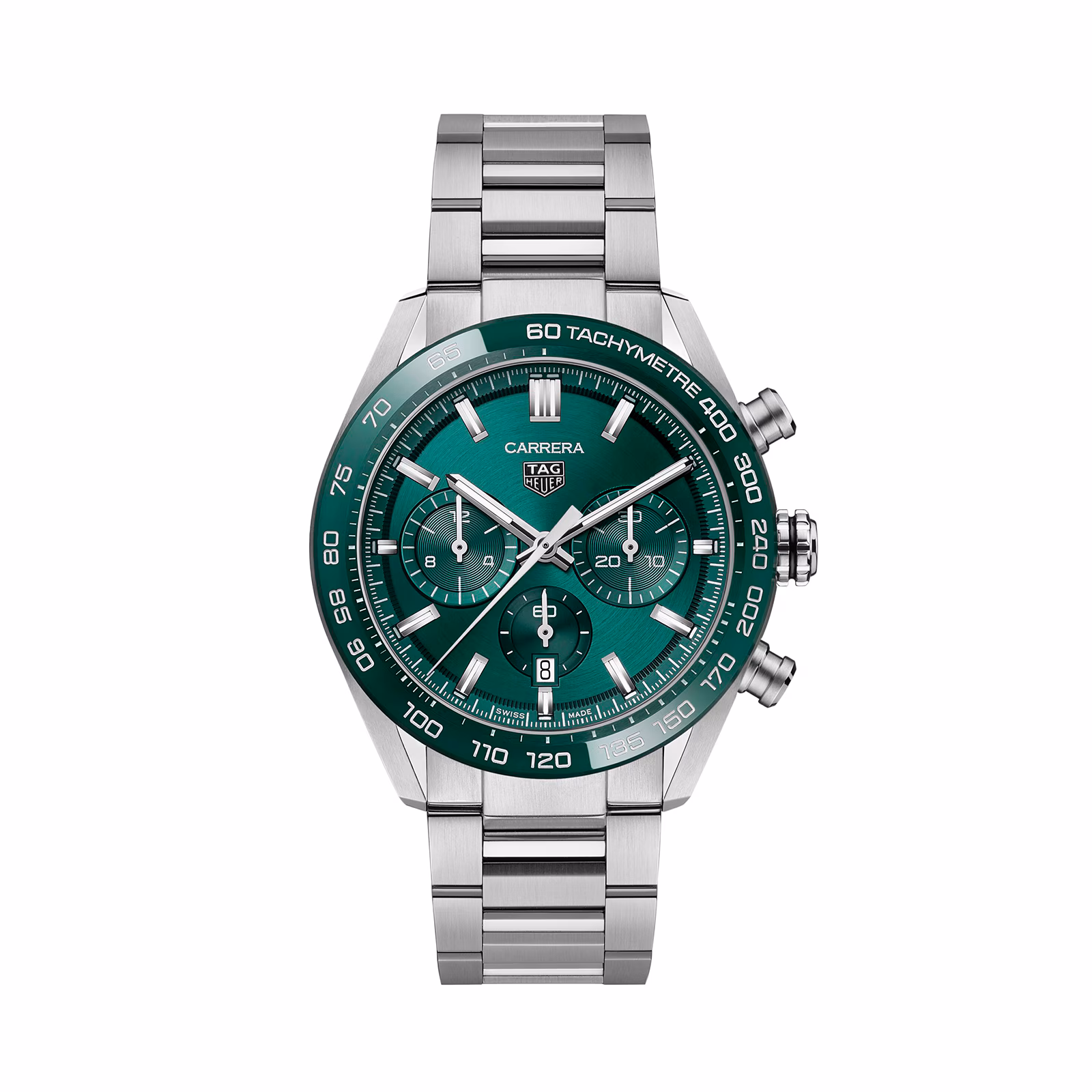 【7A Quality】TAG Heuer Carrera Chronograph 44mm Mens Watch Green Stainless Steel CBN2A1N.BA0643