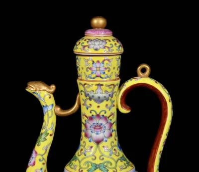 Yongzheng Signed Old Chinese Colour Enamel Teapot W/flower N3362