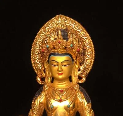 22CM Old Chinese Bronze Statue Buddha N1636