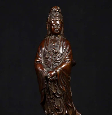 26CM Qianlong Signed Old Chinese Copper Statue w/Buddha N4212