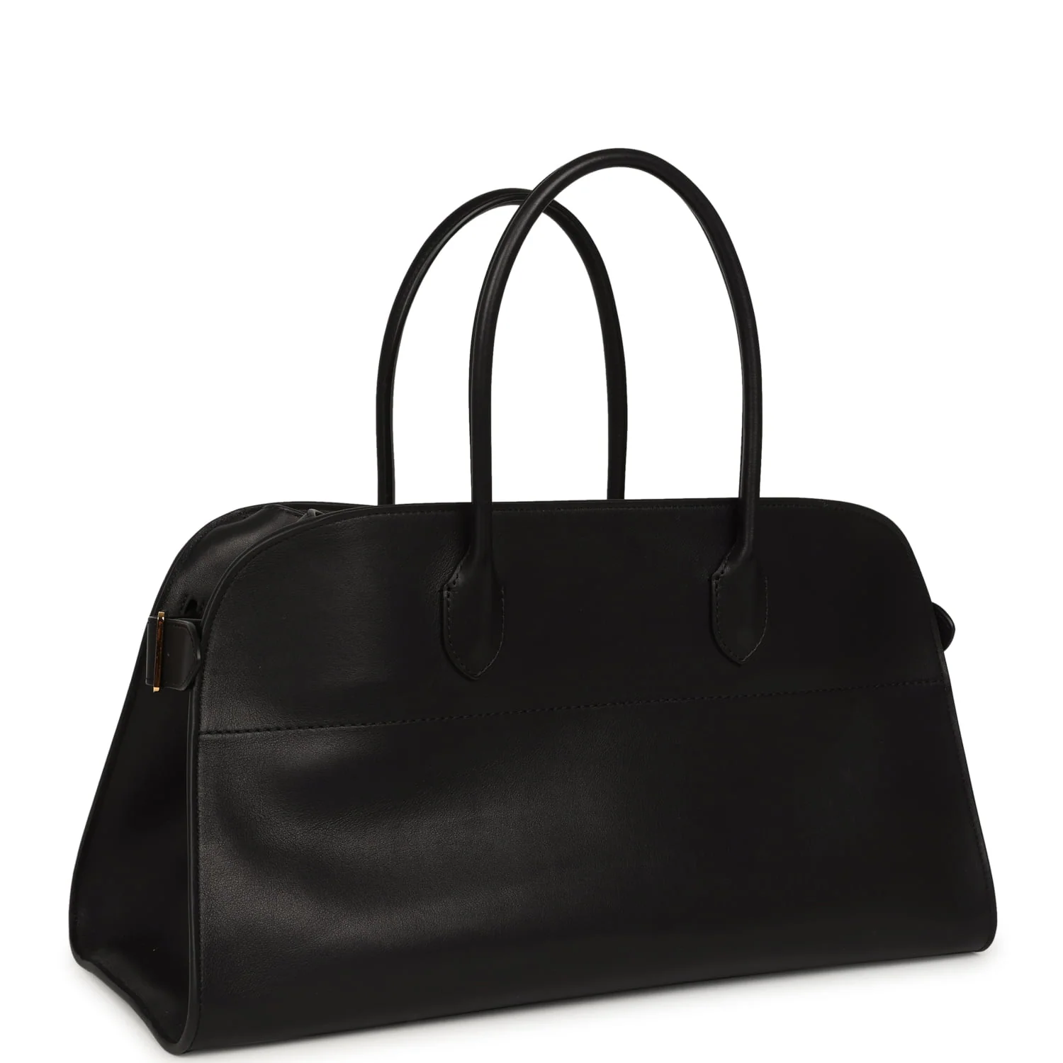 THE ROW East West Margaux Bag Black Saddle Leather Gold Hardware