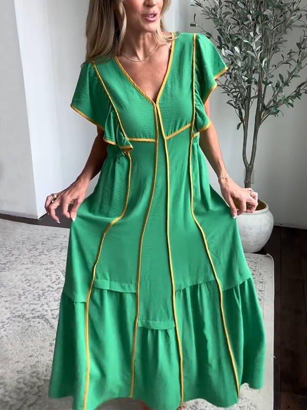 🌲🔥 Soft Loose V Neck Chiffon Dress