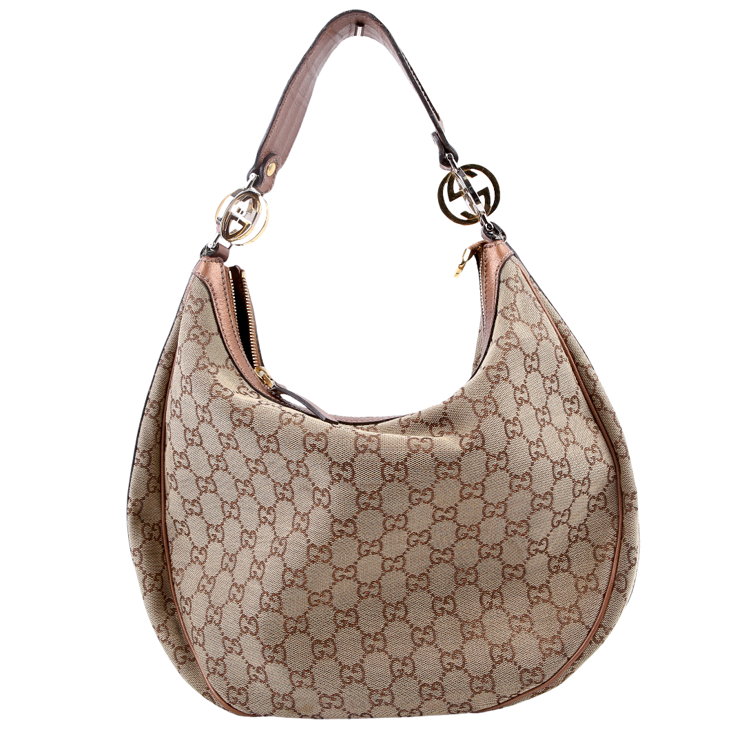 GUCCI 232962 GG Canvas Twins Hobo