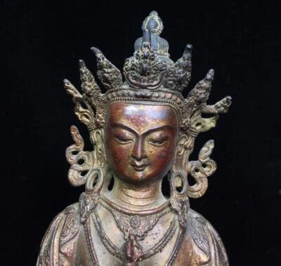 33CM Old Chinese Bronze Statue Buddha CK318