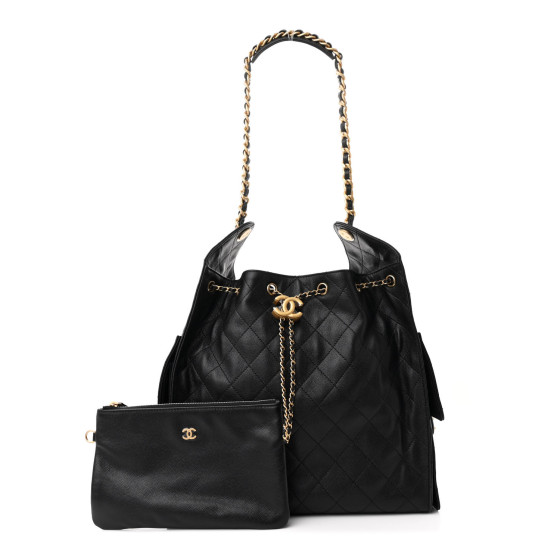 Caviar Quilted Medium Chanel 25 Handbag Black
