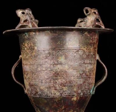 44CM Old Chinese Bronze Statue Drum w/pattern N1751