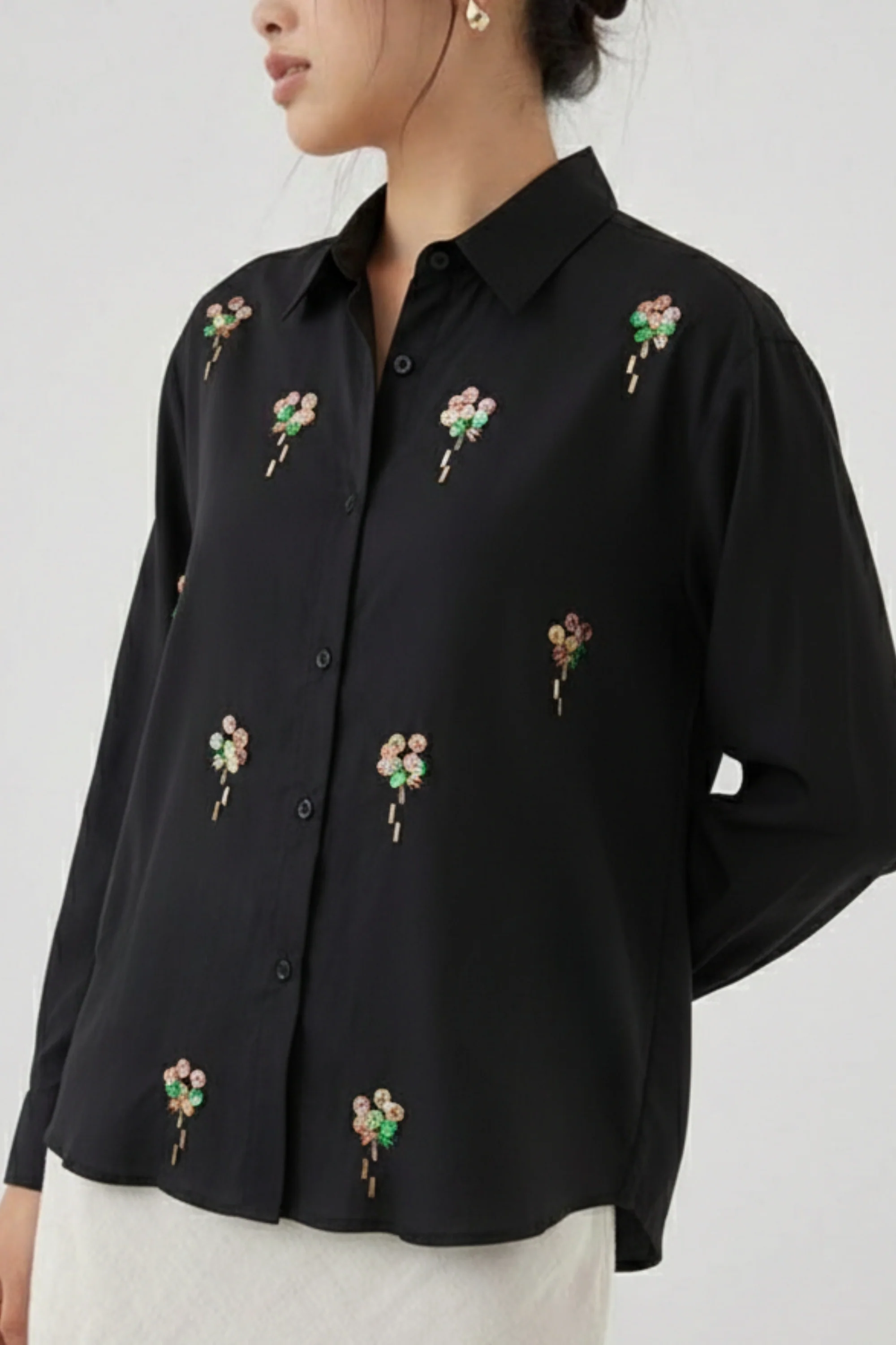 Black Meadow Sequin Shirt
