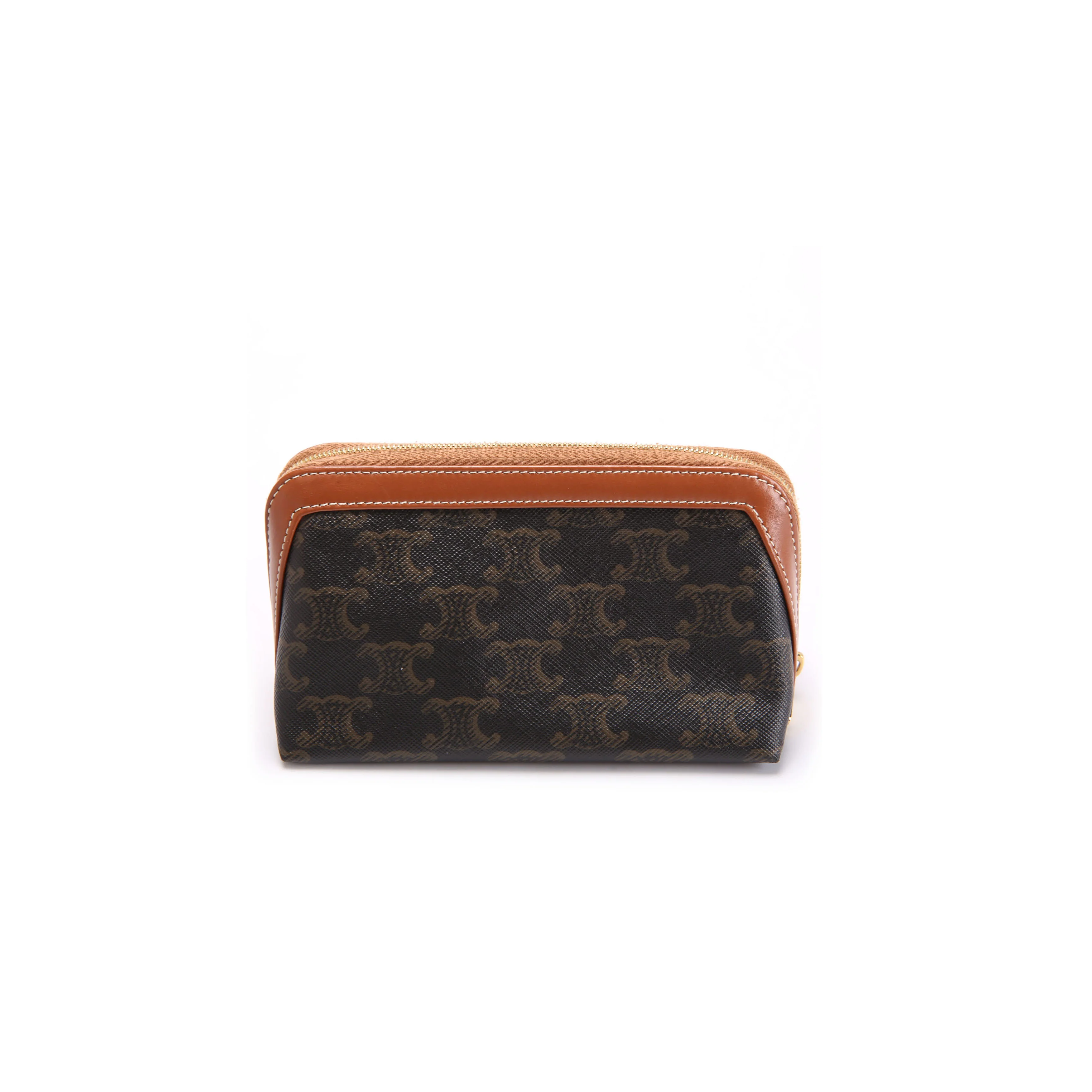 Triomphe Canvas Cosmetic Pouch Medium Brown