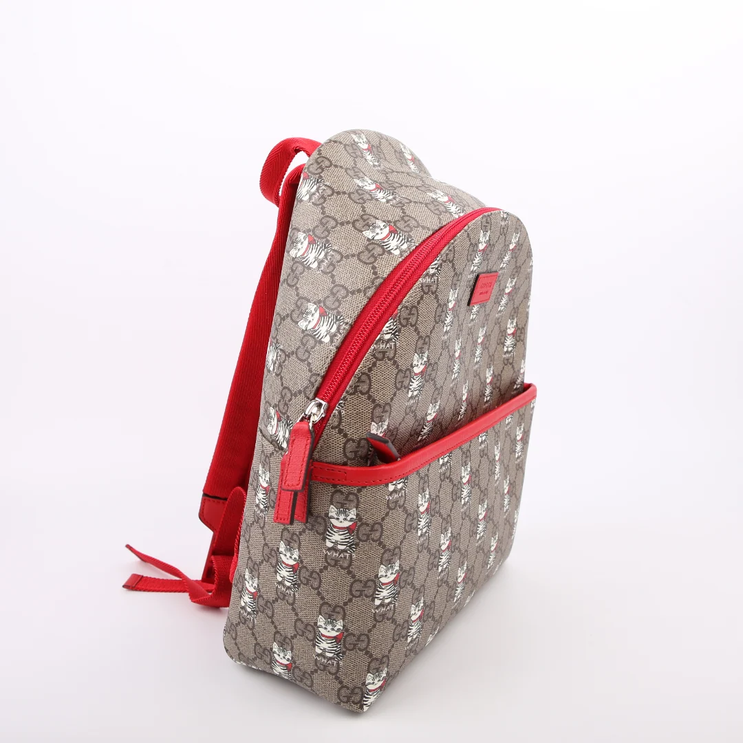 GUCCI 782708 GG Supreme Kids Backpack Cats Red