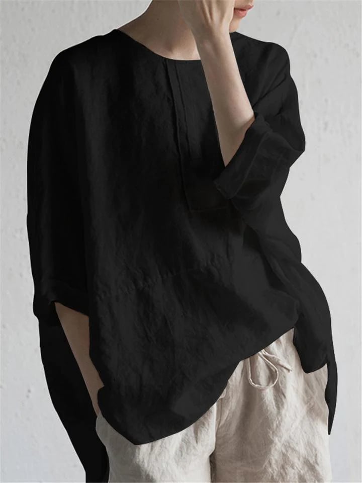 Cozy Crew Neck Half Sleeve Linen T-Shirt