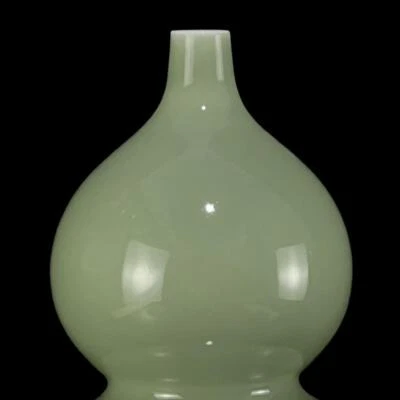 31CM Yongzheng Signed Old Chinese Plum Green Glaze Gourd Vase N1173