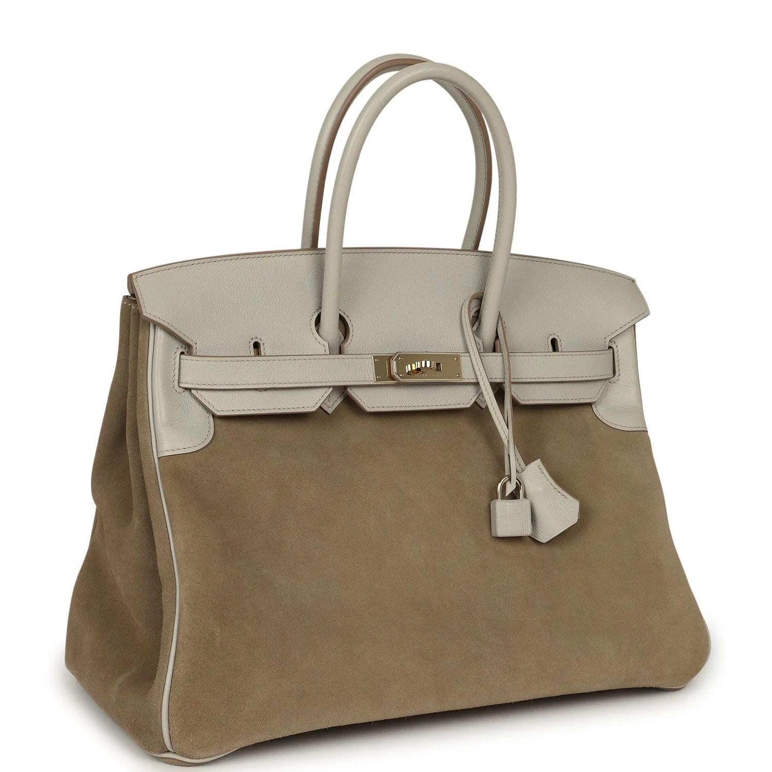 HERMÈS Birkin 35 Gris Caillou Grizzly, Gris Pale Evercolor Permabrass Hardware