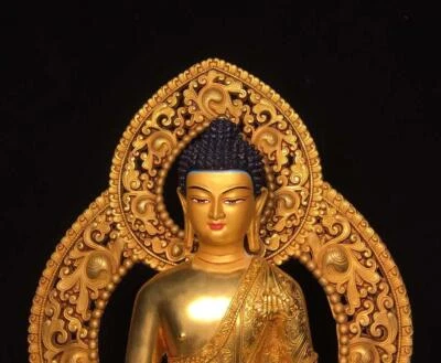 34CM Old Chinese Bronze Statue Buddha N1616