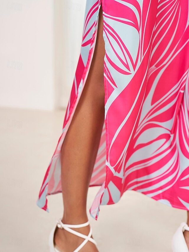 Women's Tank Dress Geometric Bow Tie Crew Neck Maxi Dress Stylish Daily Sleeveless Summer