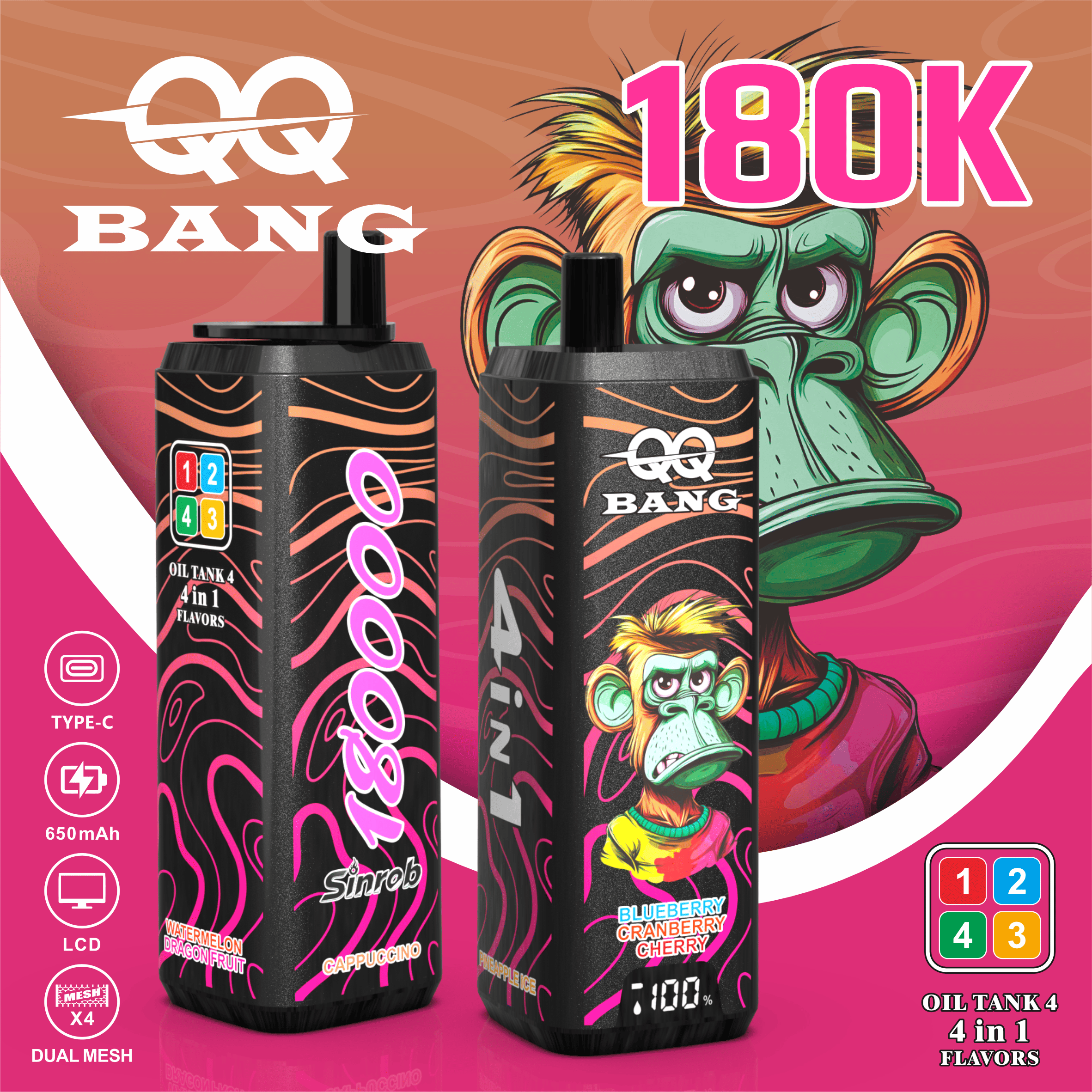 QQ BANG 180K Puffs | B2B Χονδρική Ηλεκτρονικό Τσιγάρο 