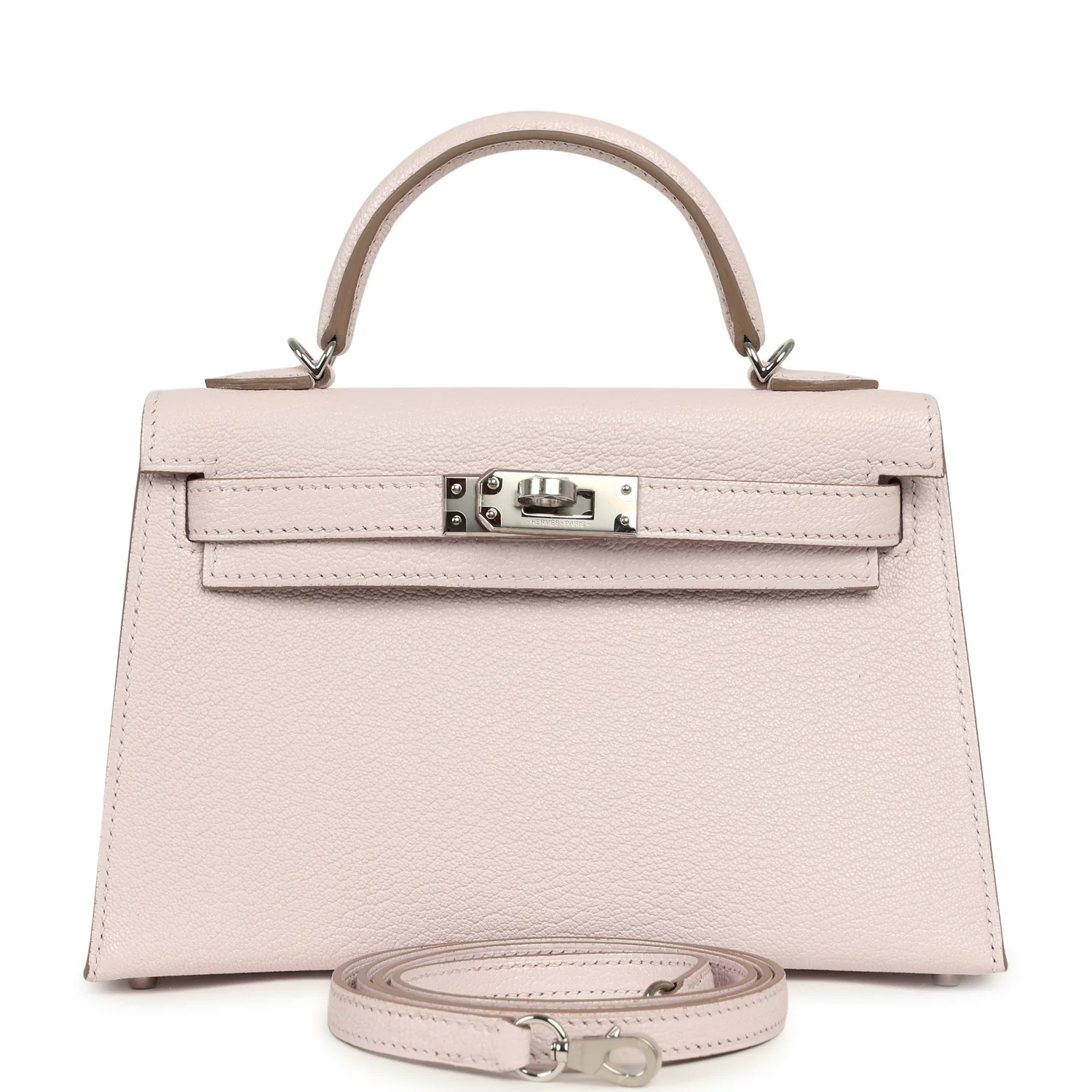 HERMÈS Kelly Sellier 20 Mauve Pale Chevre Palladium Hardware