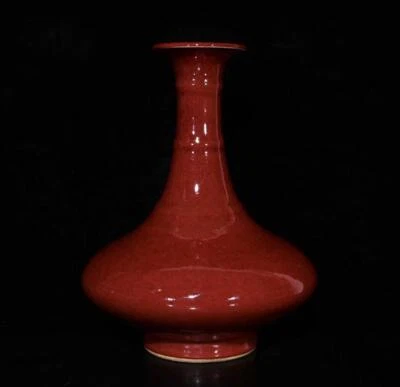 30CM Old Chinese Red Glaze Vase N343