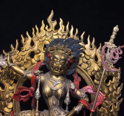 36CM Old Chinese Bronze Gilding Statue Buddha CK157