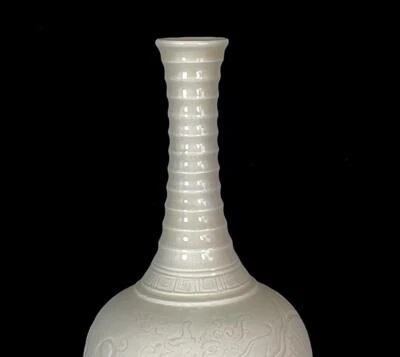 31CM Old Chinese Ding Yao Ding Kiln Vase w/dragon N500