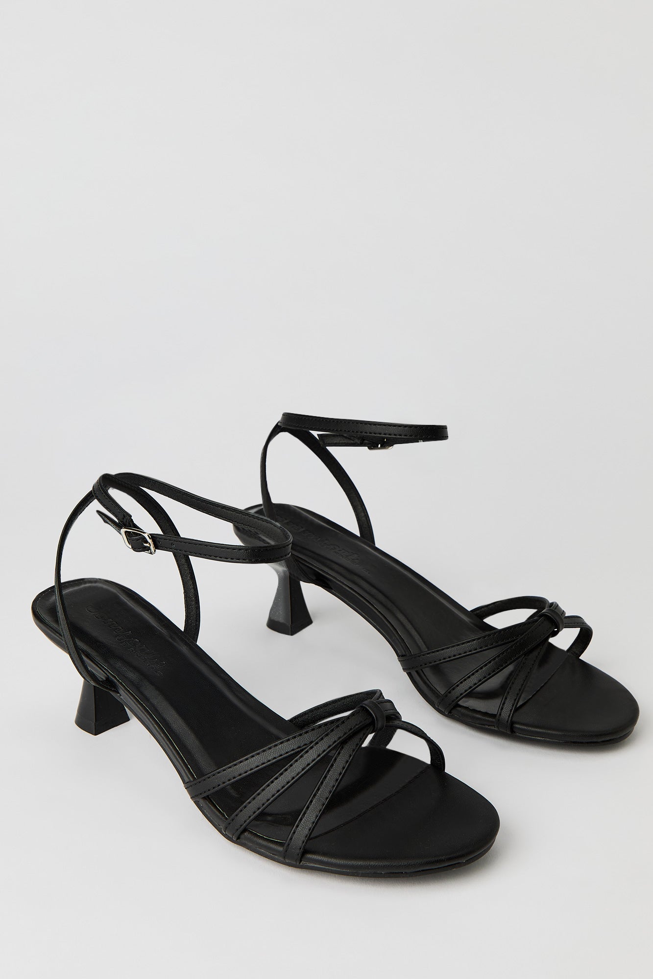 Faux Leather Strappy Kitten Heel