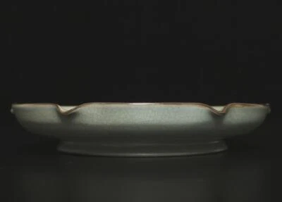 Zhenghe Signed Old Fine Chinese Ru Yao Ru Kiln Dish w/poem