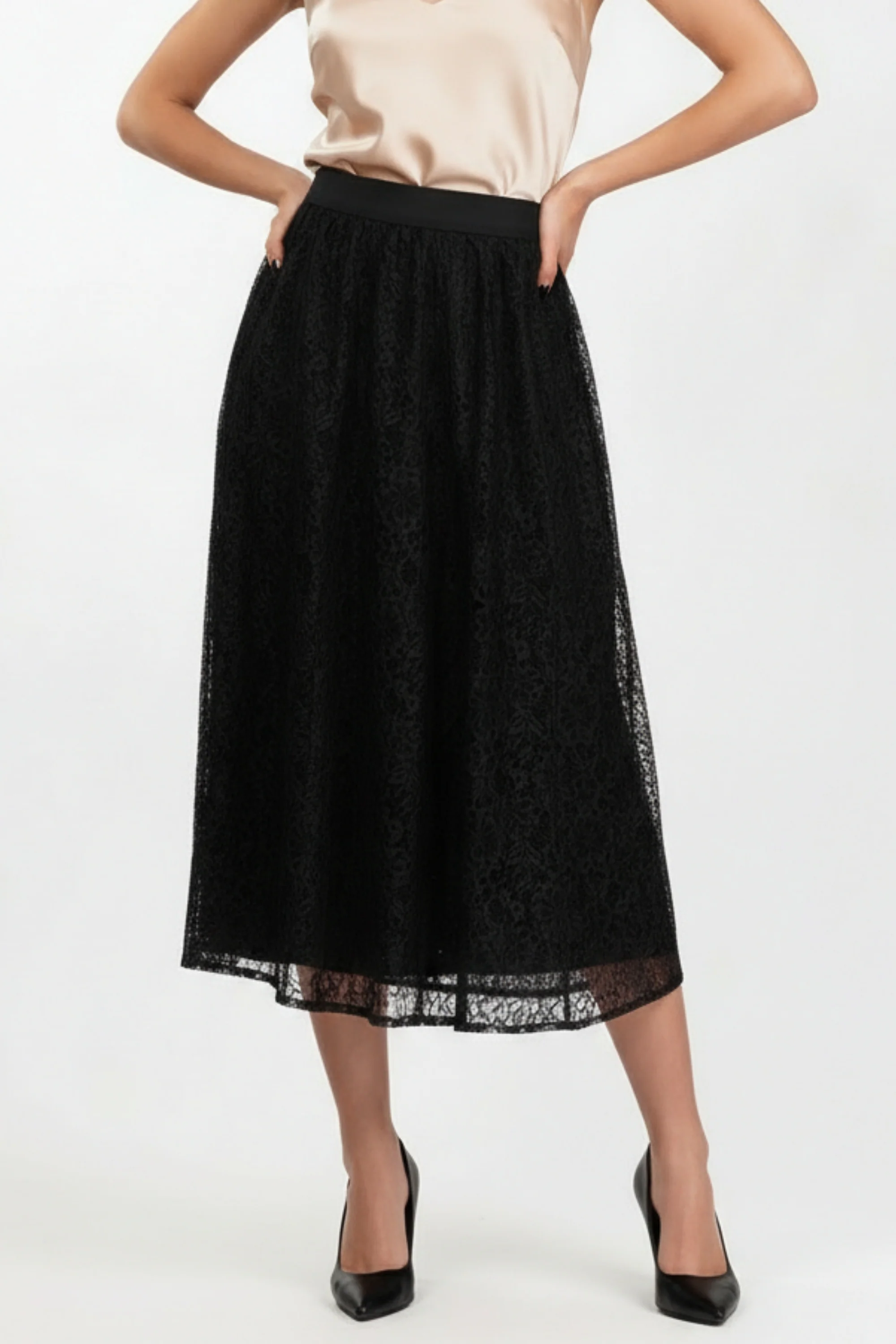 Black Veiled Net Skirt