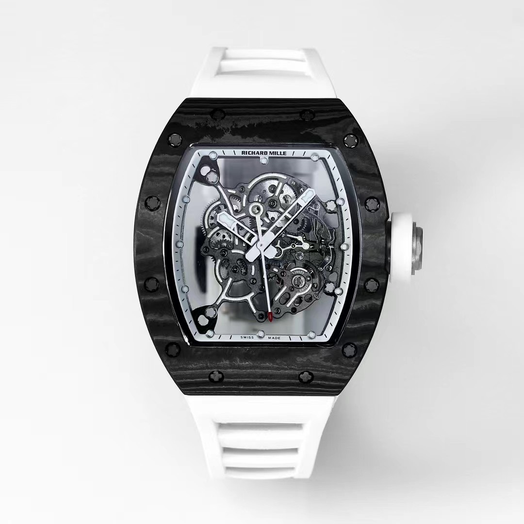 【7A Quality】Replica Richard Mille RM055 NTPT Carbon Watch - Swiss Skeleton Dial