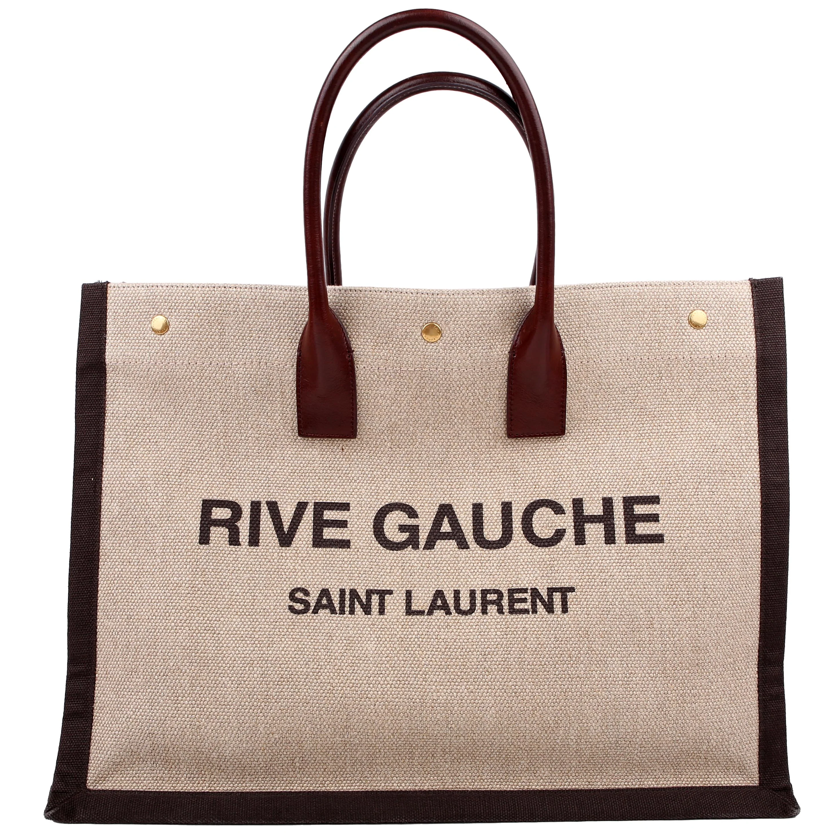 SAINT LAURENT Rive Gauche Canvas Tote Bag 499290 Tan/Brown