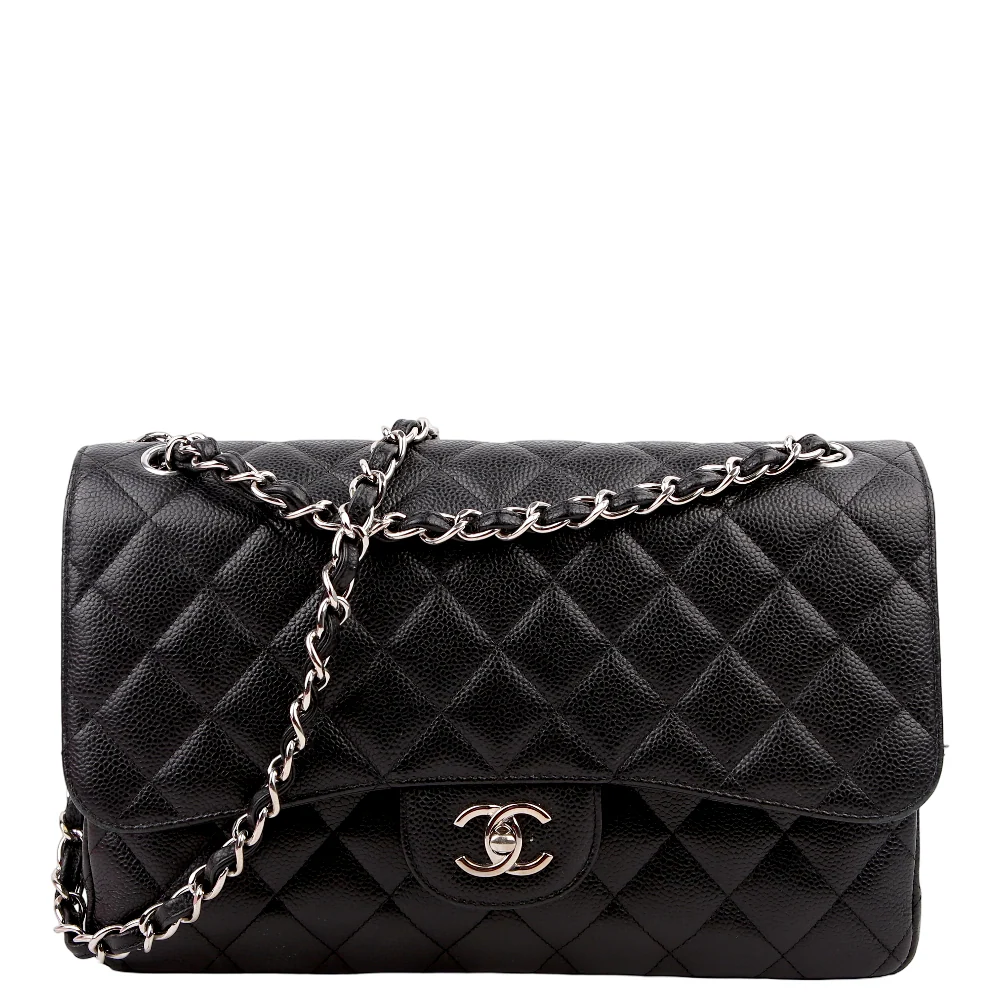 CHANEL Classic Flap Jumbo Caviar 23M Black/Silver