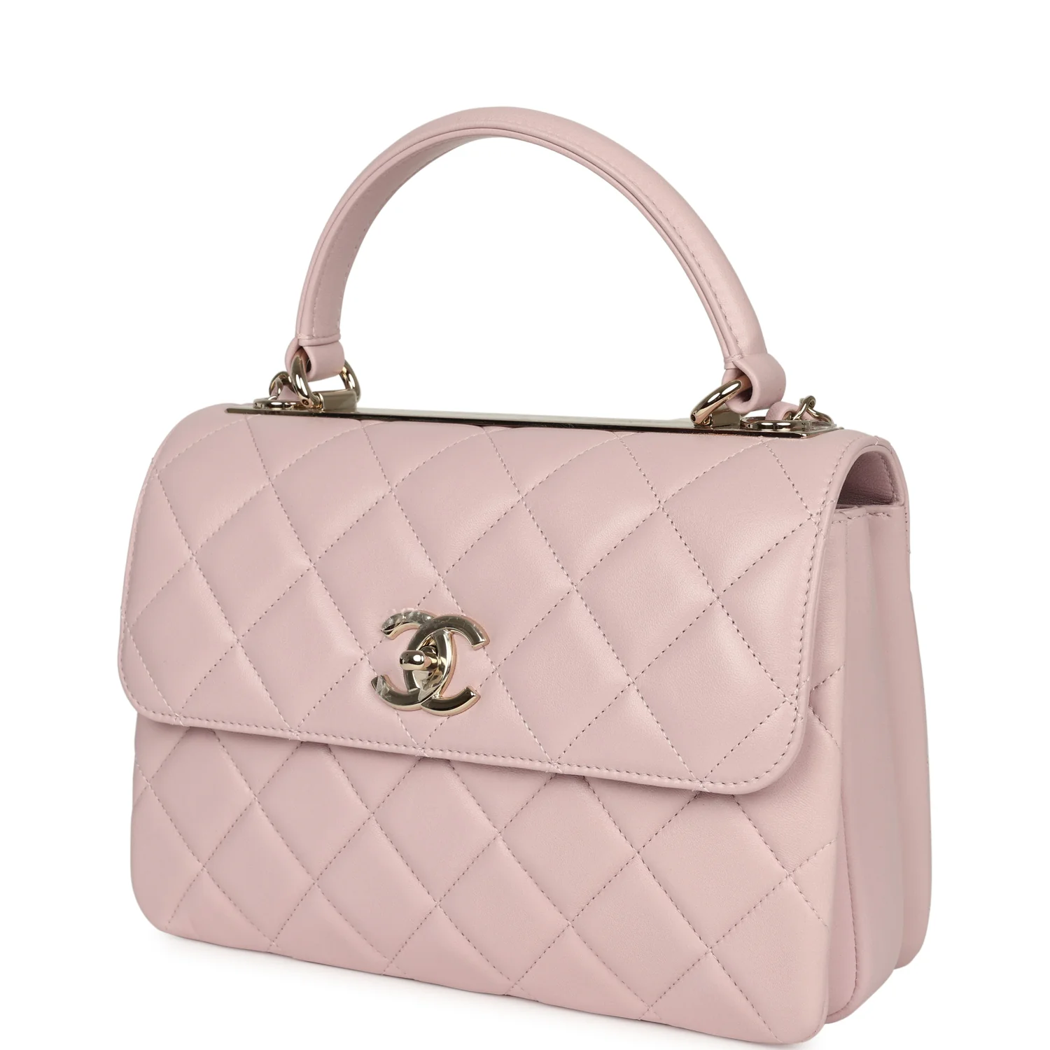 Chanel Medium Trendy CC Top Handle Flap Light Pink Lambskin Light Gold Hardware