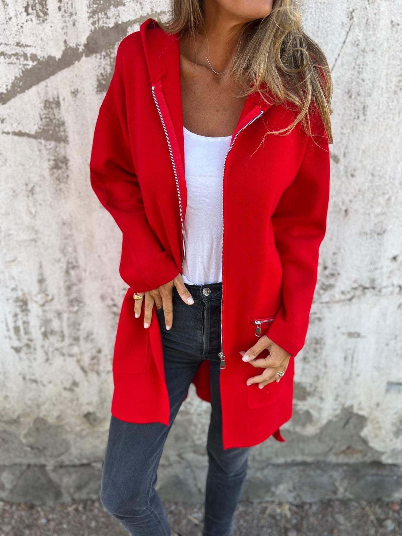 🌲 SALE🔥 Zipper Long Sleeve Hooded Jacket