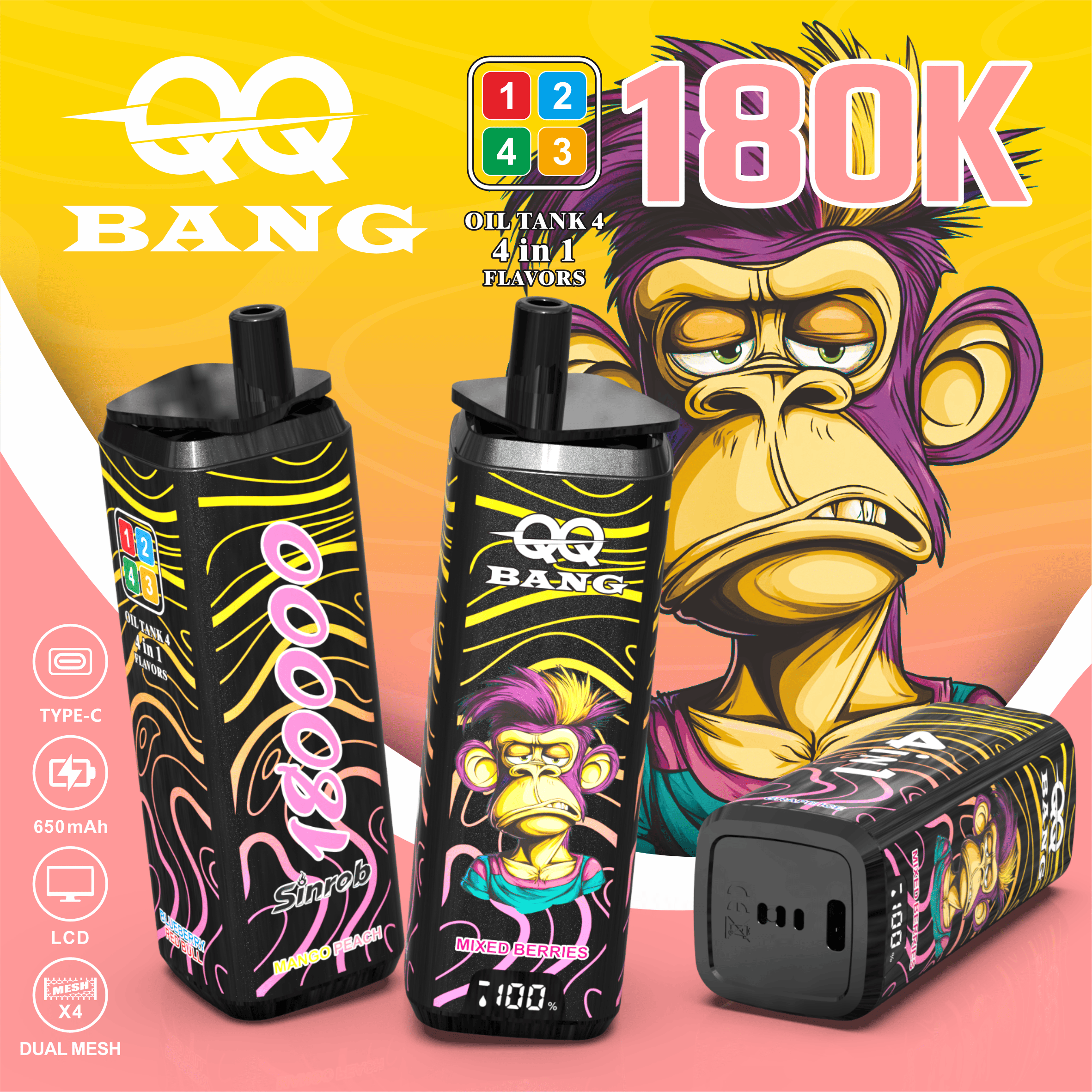 QQ Bang 180K Disposable Vape – 180,000 Puffs | 4-in-1