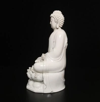 28CM Old Antique Chinese White Glaze Dehua Buddha Statue w/ Buddha