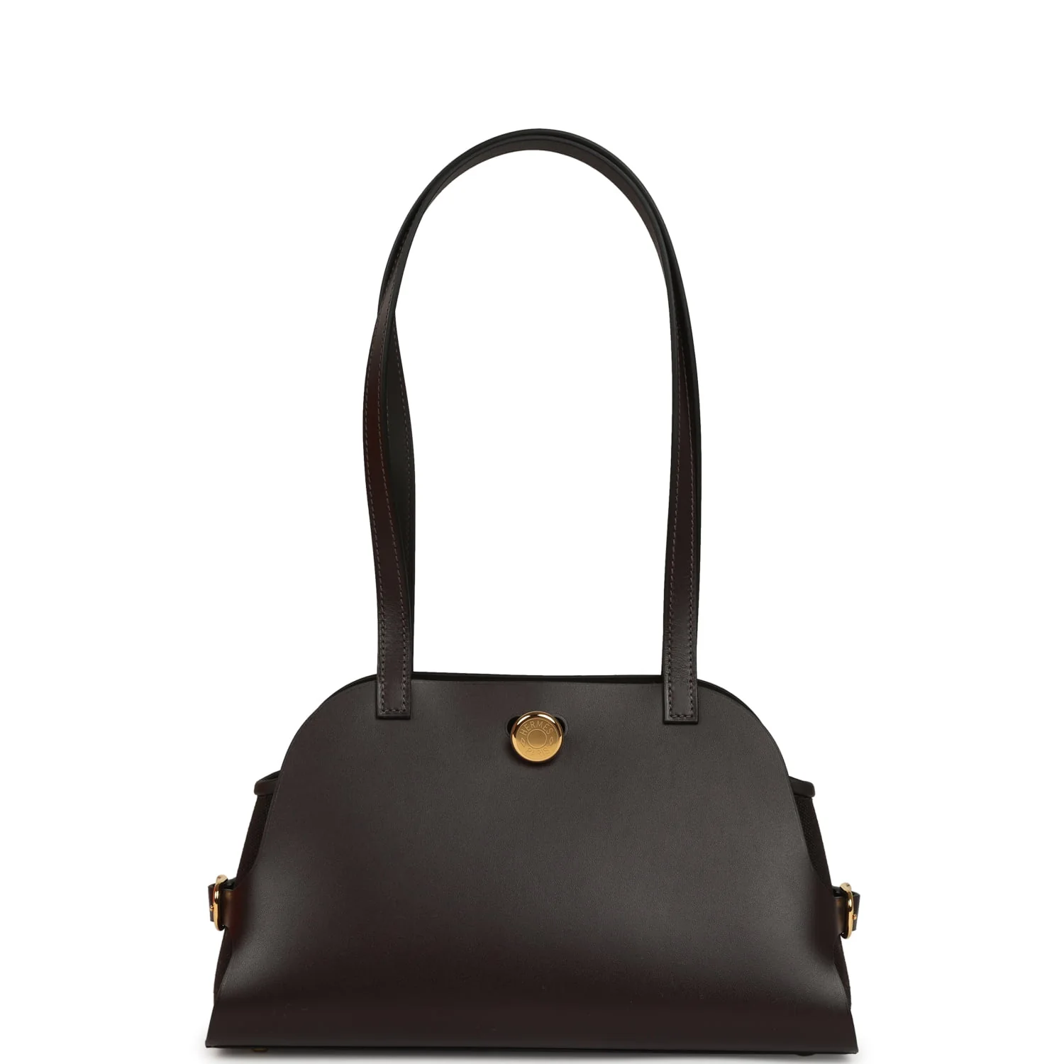 Hermes Tablier Sellier Ebene Vache Hunter, Swift, Toile Militaire Gold Hardware