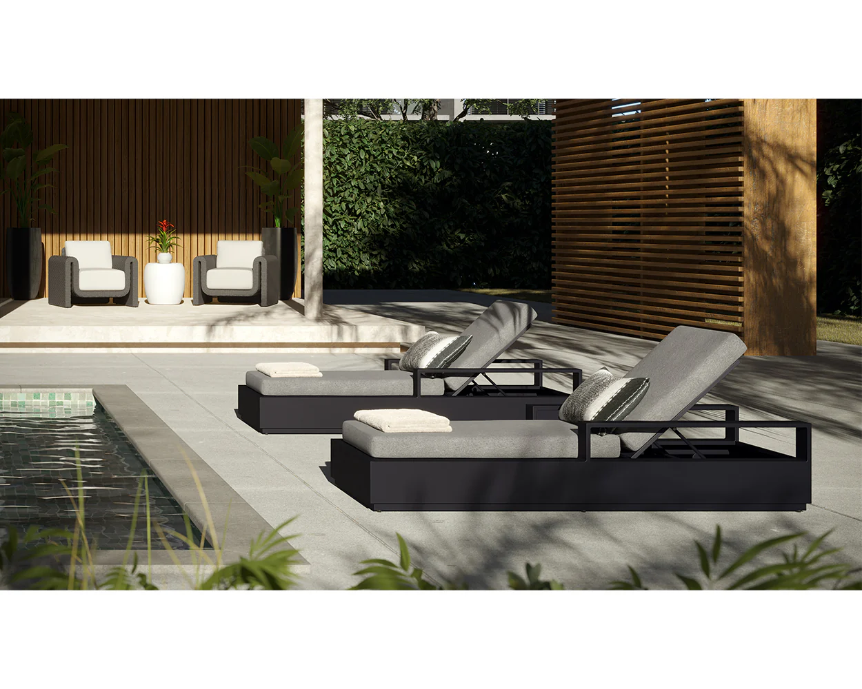 Tavira Lounger Modern Outdoor Chaise Lounge Chair for Patio, Poolside, or Garden Relaxation